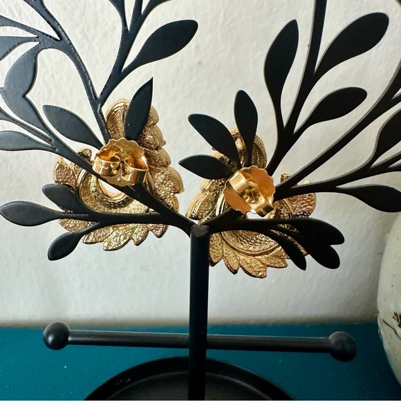 Vintage Avon Gold- and Silver-Tone Rhinestone 1” Pierced Fashion Earrings - Picture 7 of 11